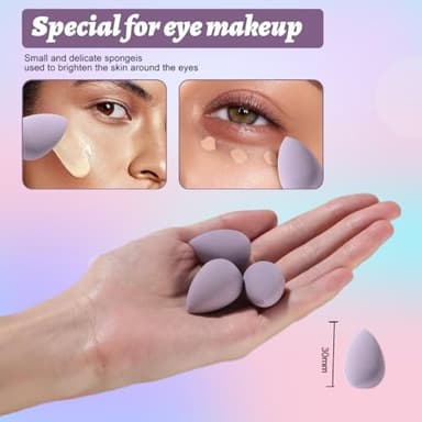 Makeup Sponge Set BS-MALL Triangle Puff 14 Pcs for Liquid, Cream, and Powder, Multi-colored Makeup Sponges and Mini Sponge with Case (A-Purple) - Image 3