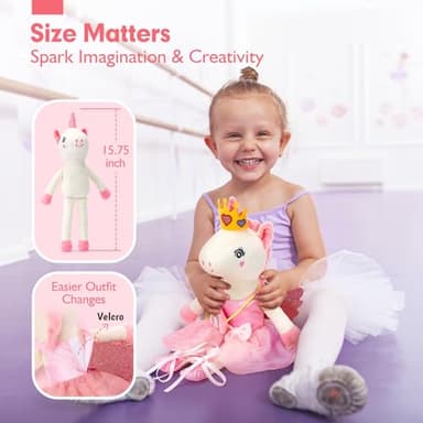 Unicorns Toys for Girls Age 4-6 Ballerina Doll Stuffed Animal Girl Toys Age 4-5 Ballet Dress up Doll 3 Set Clothes with Plush Bag 4 Year Old Girl Birthday Gifts 5 Year Old Gift Girls Stocking Stuffers - Image 3