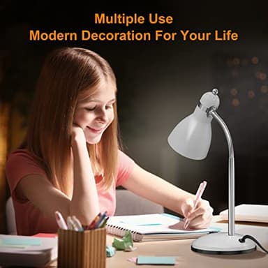 LEPOWER Metal Desk Lamp, Adjustable Goose Neck Table Lamp, Eye-Caring Study Desk Lamps for Bedroom, Study Room and Office (White) - Image 7
