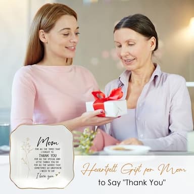 OASSIE Birthday Gifts for Mom - 4"x4" Ceramic Jewelry Dish Tray - Thank You Mom Birthday Gifts from Daughter Son, Mama Gift for Mother in Law, Appreciation Trinket Dish for Rings Earrings - Image 2