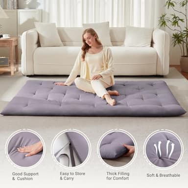 Mollydot Japanese Floor Mattress, Futon Mattress Twin Size 39"x 80", 2.56" Thicken Tatami Mattress, Portable Foldable Floor Bed, Roll Up Futon Cushion, Suitable for Camping Guest Room Dormitory (Grey) - Image 3