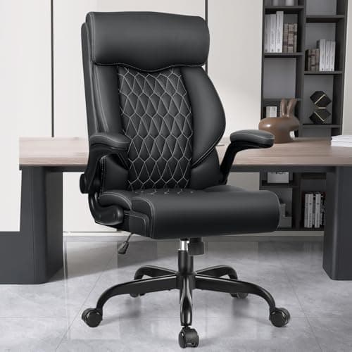 BestGlory High Back Executive Office Chair - Ergonomic Computer Desk With Rocking Function, Leather Managerial With Adjustable Flip-Up Armrests and Lumbar Support - Image 1