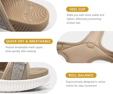 KuaiLu Womens Orthopedic Walking Sandals Comfortable Plantar Fasciitis Arch Support Summer Outdoor Travel Outfits Platform Cushion Shoes Athletic Sport Recovery Adjustable Strap Slides Beige Size 8.5 - Image 6