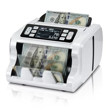 MUNBYN IMC09 Mixed Denomination Money Counter Machine, Value Counting, UV/MG/IR/MT Bill Counter, 3.5" TFT Display Money Counting Machine, USD, EUR, MXN, CAD Cash Counter for Business (White) - Image 1