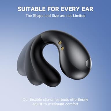 Open Ear Earbuds Wireless Bluetooth 5.3 Earphones, Flexible Clip On Ear buds with 36H Playtime LED Display Bone Conduction Headphones, IPX7 Waterproof Light Weight Fit for Every Ear, Sport, Workout - Image 5