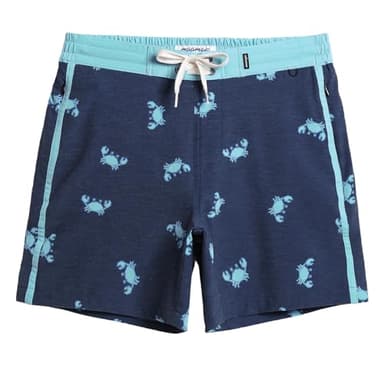 maamgic Men's Swim Trunks Board Shorts Vintage Beach Shorts 4 Way Stretch Quick Dry with Zipper Pockets Little Crab-Dark Blue Small - Image 1