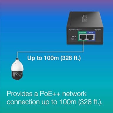 TRENDnet Gigabit PoE++ Injector, Supplies PoE (15.4W), PoE+ (30W), or PoE++ (60W), Network A PoE Device Up to 100m(328 ft), Supports IEEE 802.3af,802.at, Plug & Play, Black, TPE-117GI - Image 3