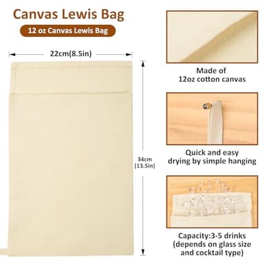 Lewis Ice Bag and Mallet, Ice Crushers for Home Use, Ice Crushing Bag for Bartender Kit Set & Bar Tools Kitchen Accessory - Image 2