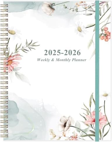 Planner 2025-2026 - 8.5" x 11" Weekly Monthly Planners from July 2025 to June 2026, Acacemic Year Planner with 12 Monthly Tabs, Inner Pocket, Elastic Closure, Pink Flower - Image 3