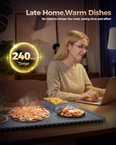 Warming Mat for Food,Food Warming Mat,Electric Warming Tray for Buffets Party and Home Daily Use,Heating Fastly in 10s,Portable Design,Timed Function for Your Family. - Image 6