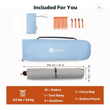 Easthills Outdoors Instant Shader Dark Shelter XL Beach Tent 99" Wide for 4-6 Person Sun Shelter UPF 50+ with Extended Zippered Porch Sky Blue - Image 6