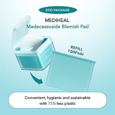 (Only Refill) Mediheal Madecassoside Blemish Pad (100 ) - Cotton Facial Toner Pads for Anti Blemish to Improved Uneven Skin Tone - Vegan Gauze - Image 2