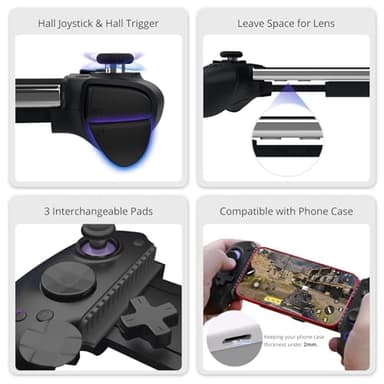 S9 Full-Size Gaming Phone Controller for iPhone 15/16, iPad Mini 6/7, Android Tablet, Bluetooth＆Type-C Mobile Gamepad with Free Key Mapping＆App, for Genshin Impact & Zenless Zone Zero, Hall Joystick - Image 5