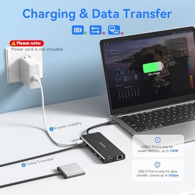 USB C Docking Station Dual Monitor for Dell/HP/Lenovo/Surface Laptop, 14 in 1 Triple Display Hub Multiple Adapter, Dongle with 2 HDMI 4K VGA 5 Port 100W PD Charger Ethernet SD/TF Audio(Black) - Image 5