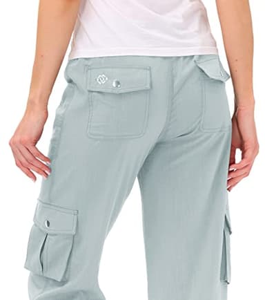 MoFiz Womens Capris with Pockets Loose Fit Casual Capri Pants Dressy Lightweight Ladies Baggy Cargo Pants for Hiking Light Gray 2XL - Image 4