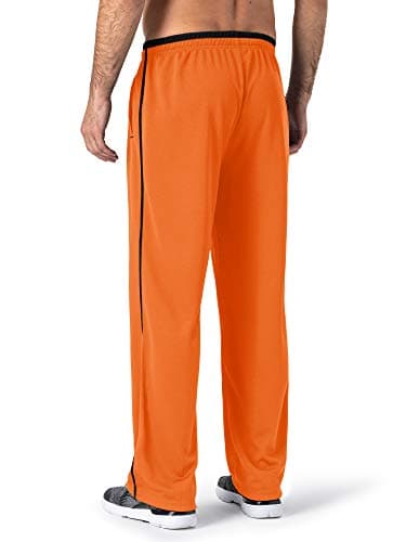 MAGNIVIT Men's Sweatpants Athletic Running Gym Training Wind Pants Zipper Sweatpant Orange/Black - Image 3