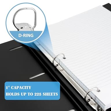 INFUN 1 Inch Telescoping 3 Ring Binder - 1PCS-Black, Flexible Binders with Customizable Front Cover and Clear Catalog Pocket, 1 Inch Rings, 225 Sheet Capacity - Image 5