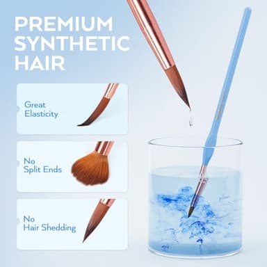 Nicpro 10PCS Micro Fine Detail Paint Brush Set, Aesthetic Pastel Small Miniature Fine Tip Detail Brushes Kit for Acrylic Oil Watercolor, Craft, Models, Miniatures, Rock Painting, Paint by Numbers - Image 3