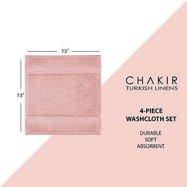 Chakir Turkish Linens | Hotel & Spa Quality 100% Cotton Premium Turkish Towels | Soft & Absorbent (4-Piece Washcloths, Pink) - Image 6