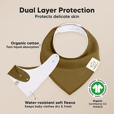 8-Pack Organic Baby Bandana Bibs for Boys, Girls - Super Absorbent Triangle Baby Bibs for Drooling and Teething Infant, 100% Cotton Extra Soft for Newborn, Infant 0-36 Months (Basics) - Image 2