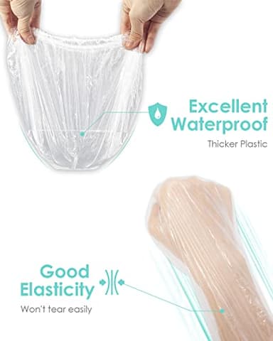 Auban 100PCS Disposable Shower Caps, Plastic Clear Hair Cap Large Thick Waterproof Bath Caps for Women, Hotel Travel Essentials Accessories Deep Conditioning Hair Care Cleaning Supplies(20.5") - Image 3