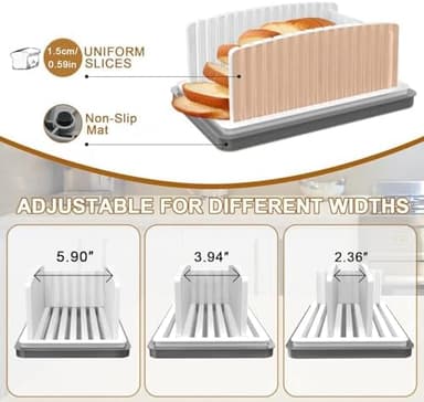 New Upgrade Bread Slicer for Homemade Bread, Bread Slicing Guide Adjustable Width, Foldable and Compact Cutting Guide with Crumb Tray, Suitability for Homemade Bread, Bagels, Cakes - Image 4