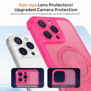 MOCCA Design for iPhone 16 Pro Max Case with Magnetic Invisible Stand [Full Camera Protection] [Compatible with Magsafe] Military Drop Shockproof Translucent Matte Phone Case Cover 6.9",Hot Pink - Image 3