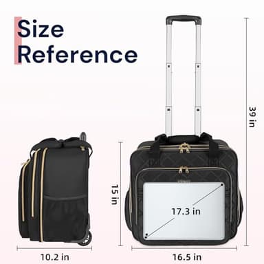 Ytonet Rolling Laptop Bag Women, Rolling Briefcase for Women, 17.3 Inch Laptop Bag with Wheels Rolling Computer Bag Laptop Case for Work Travel College Business Wife Mom Teacher, Black - Image 6