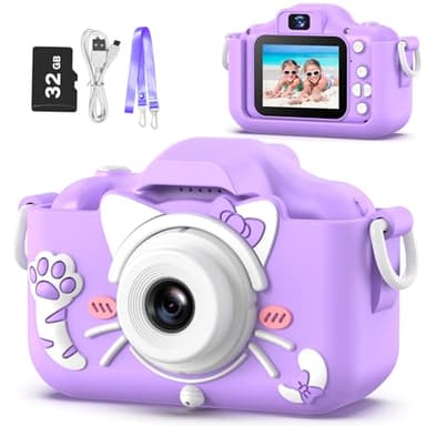 Goopow Kids Camera Toys for 3-8 Year Old Girls Boys,Children Digital Video Camcorder Camera with Cartoon Soft Cover, Best Chritmas Birthday Festival Gift for Kids - 32G SD Card Included - Image 1