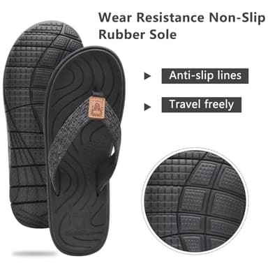 KuaiLu Womens Casual Flip Flops Comfortable Yoga Mat Arch Support Memory Foam Comfort Cushion Summer Beach Pool Slip on Walking Thong Sandals Ladies Orthotic Recovery Plantar Fasciitis Black Size 8 - Image 6