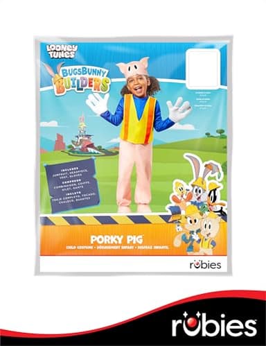 Rubies Bugs Bunny Builders: Porky Pig Costume for Toddlers, Unisex 2T - Image 5