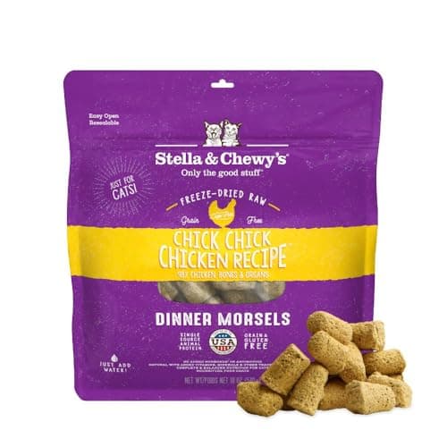 Stella & Chewy's Freeze-Dried Raw Cat Dinner Morsels - Premium Chicken Recipe with 98% Cage-Free Meat & Organs - Natural Grain-Free Cat & Kitten Food - Made in USA - 18 oz - Image 1