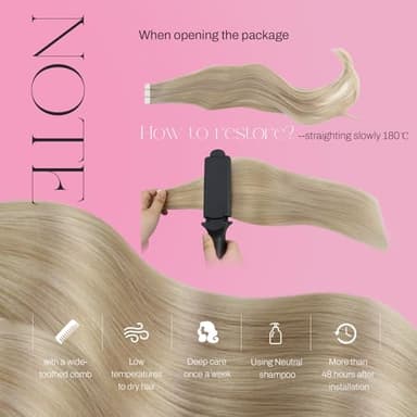 Moresoo Tape in Highlighted Hair Extensions Real Human Hair Ash Blonde Mix with Bleach Blonde Tape in Extensions Human Hair 20 Inch #P18/613 20pcs 50g - Image 5