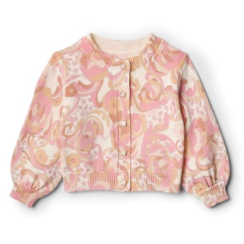 Amazon Essentials x Sofia Grainge Toddler Girls' Lightweight Cardigan Sweater, Peach Craft Floral, 4T - Image 1