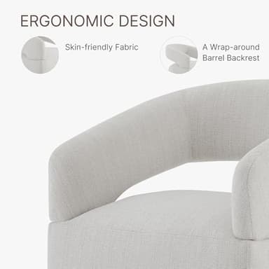 KISLOT Upholstered Dining Chairs with Removable Casters Barrel Side Armchair with Rollers for Diningroom Bedroom Livingroom Reading Room, Linen, 1PCS - Image 7