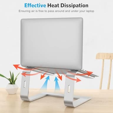 OMOTON Laptop Stand, Detachable Laptop Mount, Aluminum Laptop Holder Stand for Desk, Compatible with MacBook Air/Pro, Dell, HP, Lenovo and All Laptops (11-16 inch), Silver - Image 6