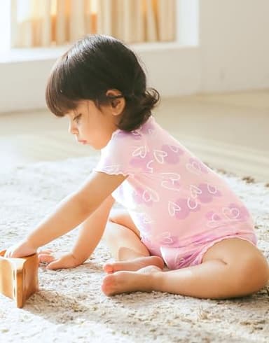 VAENAIT BABY Kids Infant Toddler Sleepwear Pajamas Pjs 4pcs Set Short Shirring Greypink+Lovefull XS - Image 4