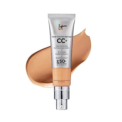 IT Cosmetics CC+ Cream (Neutral Tan) - Natural Full Coverage Foundation With SPF 50+, Color Corrector & Anti-Aging Hydrating Serum, Hyaluronic Acid + Peptides, Lightweight - 1.08 fl oz - Image 1