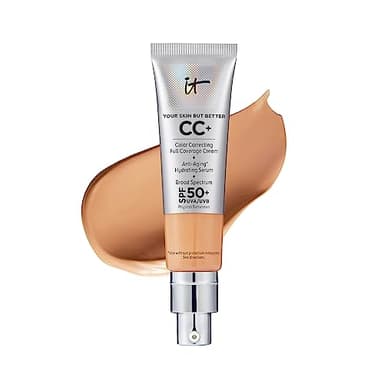 IT Cosmetics CC+ Cream (Neutral Tan) - Natural Full Coverage Foundation With SPF 50+, Color Corrector & Anti-Aging Hydrating Serum, Hyaluronic Acid + Peptides, Lightweight - 1.08 fl oz - Image 1