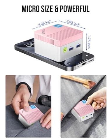 GMKtec Mini PC NucBox G5, Intel 12th Gen Alder Lake N97 (up to 3.6GHz), 12GB RAM 256GB M.2 SSD, Home, Business, Office Mini Computer, 4K UHD Dual HDIMI, RJ45-Pink - Image 4