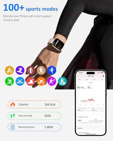 Smart Watch for Men Women, Bluetooth Calling, 1.83" HD Touch Screen Fitness Tracker, 100+ Sports Modes, DIY Dial, Sleep Steps Monitor, IP68 Waterproof, Compatible with Android & iOS - Image 3