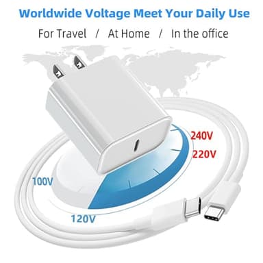 GKW iPad Charger Fast Charging for Apple iPad 10th Generation Charger 10.9", iPad A16 11th 11-inch, 2025 iPad Air 13/11 M3 M2 6th/5th, Mini 7 A17 Pro, 20W USBC Block Long 10ft USB C Cable,2-Pack White - Image 9