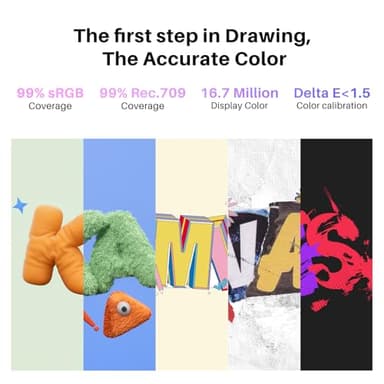 2024 HUION Kamvas 13 (Gen 3) Drawing Tablet with Screen,13.3" Full-laminated Art Tablet with Anti-sparkle Canvas Glass, 99% sRGB, PenTech 4.0, 16384 Pen Pressure, Dual Dial for PC, Mac, Android, Black - Image 3