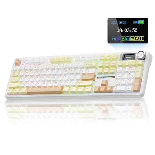AULA F108 PRO - Wireless Mechanical Keyboard with Screen&Knob,Hot Swappable Gaming Keyboard with 8000mAh Battery,Pre-lubed Switches,RGB Backlit,PBT Keycaps Creamy Sounding Computer Keyboards,104 Keys - Image 1