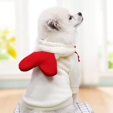 Dog Christmas Halloween Costumes,Dog Hoodies for Small Dogs Cats, Cat Puppy Outfits,Yorkie Chihuahua Pomeranian Clothes (Small, White-Heart) - Image 3