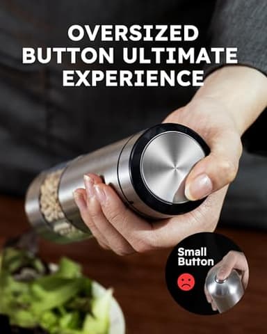 FORLIM Electric Salt and Pepper Grinder Set Rechargeable, Upgraded Washable, Automatic One-Handed Operation with LED, Adjustable Coarseness Pepper and Salt Grinder Refillable, Stainless Steel(Silver） - Image 3