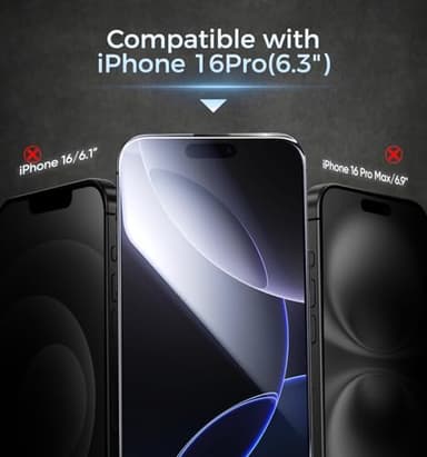 MAGIC JOHN 3rd Gen Upgraded for iPhone 16 Pro Privacy Screen Protector 6.3 Inch, 25°Anti-Spy Screen, Shockproof Tempered Glass, Auto Dust-Removal, Bubble Free, Easy Installation, 2 Pack - Image 2