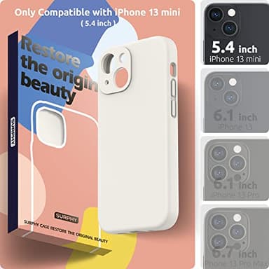 SURPHY Compatible with iPhone 13 Mini Case with Screen Protector, (Camera Protection & Soft Microfiber Lining) Liquid Silicone Phone Case 5.4 inch 2021, White - Image 2