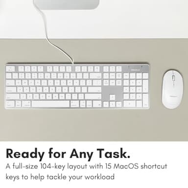 Macally Ultra-Slim USB Wired Keyboard with Number Keypad for Apple Mac Pro, MacBook Pro/Air, iMac, Mac Mini, Laptop Computers, Windows Desktop PC Laptops, Silver (SLIMKEYPROA) - Image 4