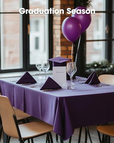 Pureegg Plastic Table Cloth Disposable 20 Pack, 54 x 108 Inch Table Cloths, Graduation Decorations Class of 2025, Graduation Party Tablecloths, Rectangle, Plastic Cover, Leakproof & Sturdy, Purple - Image 8